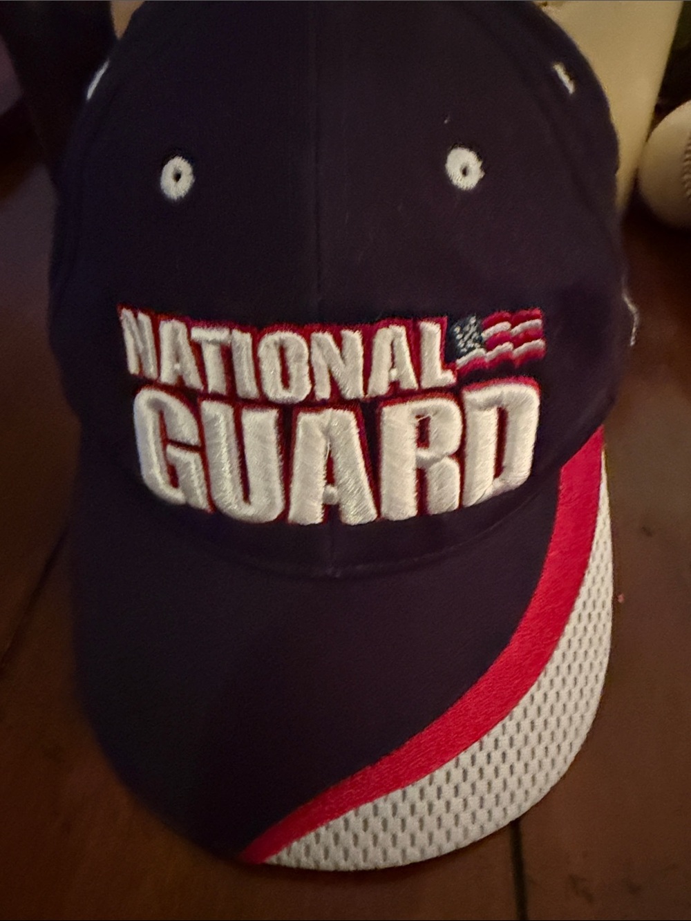 National Guard Embroidered Navy Blue Cap with Red & White Accent